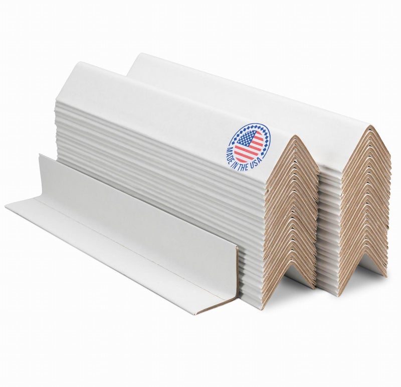 IDL Packaging Cardboard Edge Protector 2" x 2" x 12", Pack of 50 â€“ White Kraft Cardboard Corner Protectors for Shipping â€“ V-Board Reinforced Pallet Edge Protector â€“ Eliminates Shifting of Packaging - Image 1